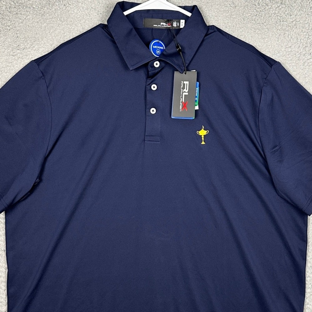 NEW RLX Ralph Lauren Polo Shirt Mens XL Navy Blue Ryder Cup Performance Rugby